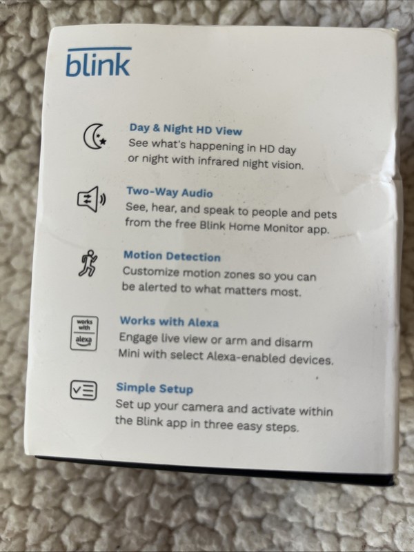 Blink Mini Indoor Plug-in HD Smart Security Camera WiFi Alexa Night Vision Black gallery
