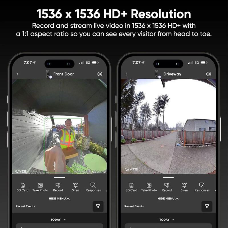 Battery Video Doorbell with 1536X1536 HD, Wireless/Wired Security Camera, Color gallery