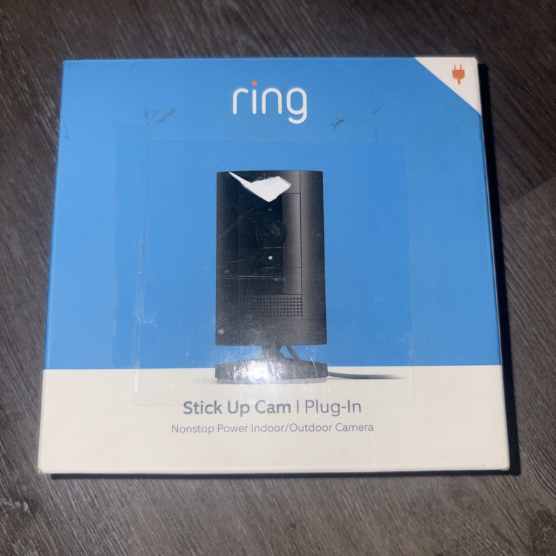 Ring Stick Up Cam Plug-in Wired Indoor/Outdoor Camera Blk