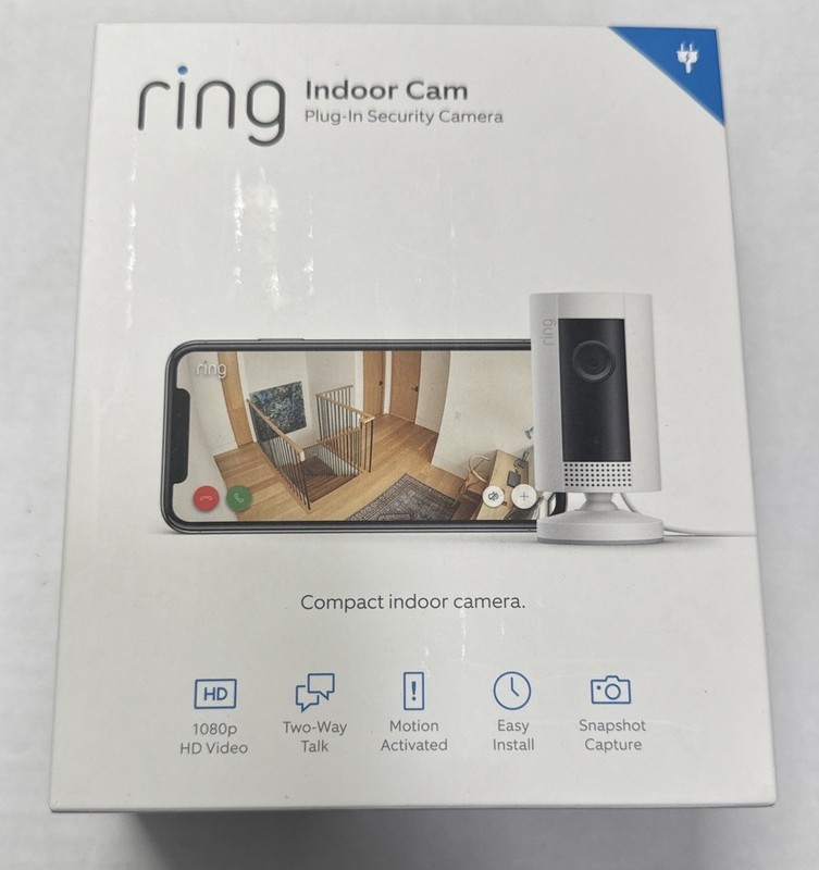 🎦 Ring Indoor Cam Compact Plug-In 1080p HD Security Camera Two-way talk White