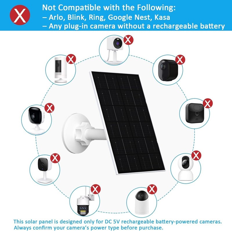 360° Adjustable 4W Solar Panel for Reliable Security Camera Power - 9.8FT Cable gallery