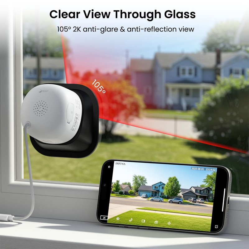 2K Window Camera, 2.4Ghz&5Ghz WiFi Security Cameras, Adjustable View with 18°... gallery