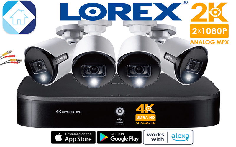 Lorex Smart 4K ultra HD 8-Channel 2TB DVR 4-2k/5MP Bullet Camera Security System