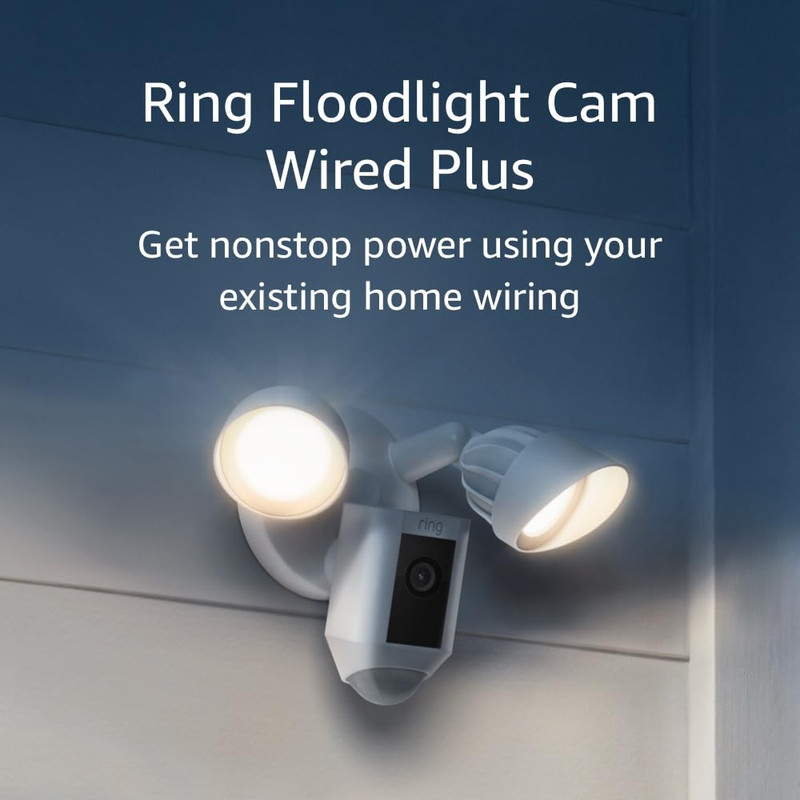 Floodlight Cam Wired plus with Motion-Activated 1080P HD Video, White (2021 Rele gallery