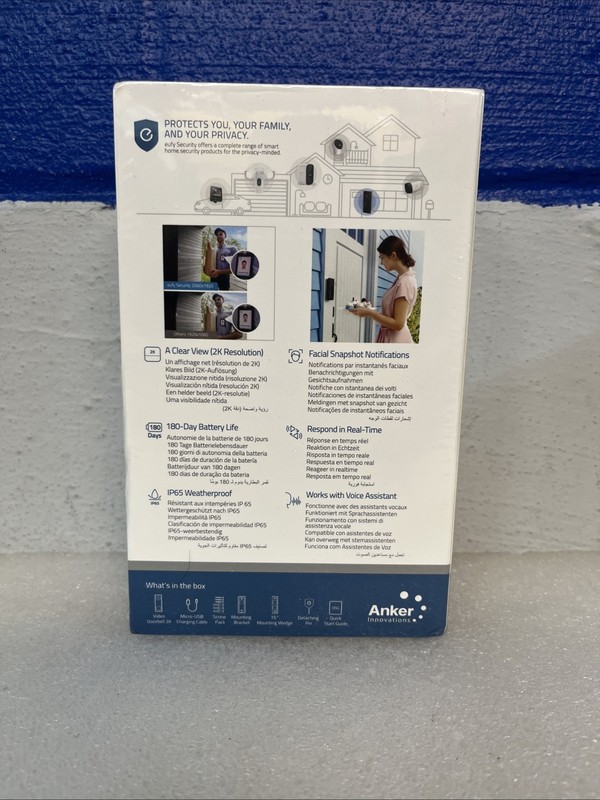 Anker Eufy T82101W1 Add-On Unit 2K HD Video Doorbell Black New Factory Sealed gallery