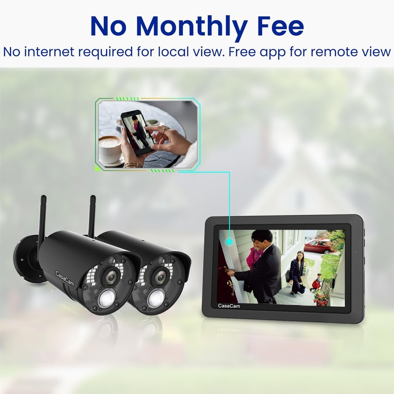 CasaCam VS802 Wireless Security Camera System with 7 Touchscreen Monitor and... gallery