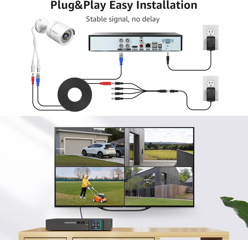 Wired Security Camera System Outdoor with 4Pcs 1080P Waterproof Security Camera, gallery