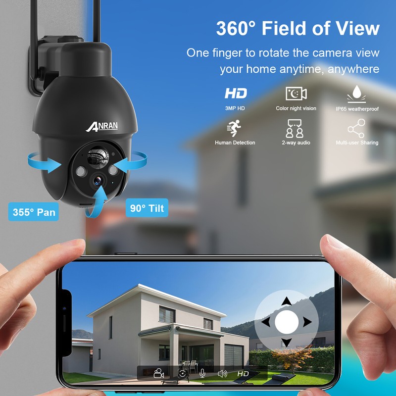 ANRAN Outdoor Solar Wireless 5MP Security Camera Wifi 2 Way Audio Battery IP66 gallery