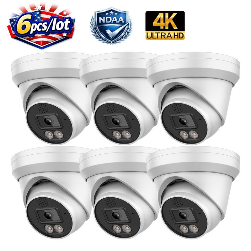 6pcs Vikylin 4K 8MP Security IP Camera POE Outdoor IR Speaker+MIC NDAA compliant