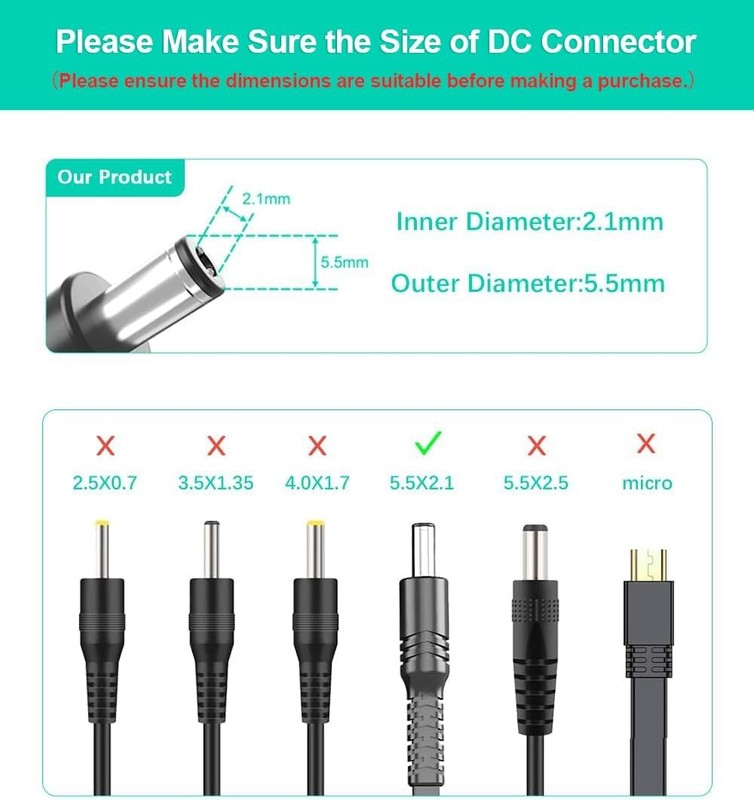 Itramax 20ft 12V DC Extension Cable (2 Pack),DC 2.1mm x 5.5mm 20FT, Black gallery