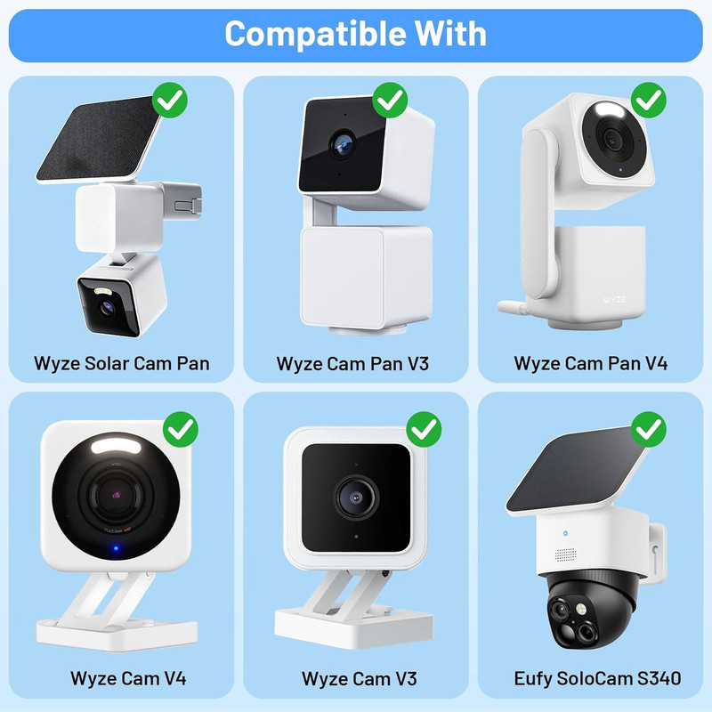 Corner Wall Mount Bracket for WYZE Solar Cam Pan ,Wyze Cam Pan V3/Cam V4,Eufy gallery