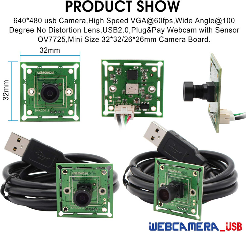 VGA Super Mini Wide Angle USB Camera Module with 100Degree Lens High Speed 480P gallery