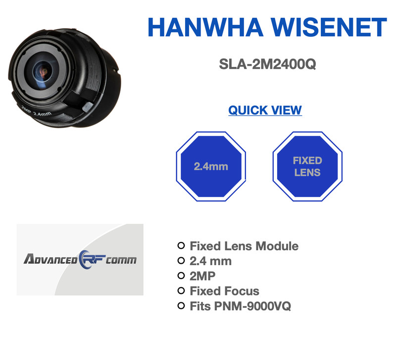Hanwha Wisenet 2.4mm SLA-2M2400Q Fixed Lens Module for PNM-9000VQ NDAA