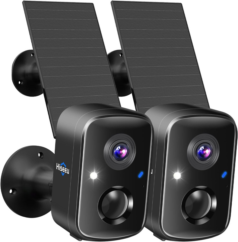 Security Cameras Wireless Outdoor, 2Pcs Solar Powered 3K 4MP Surveillance Wifi C