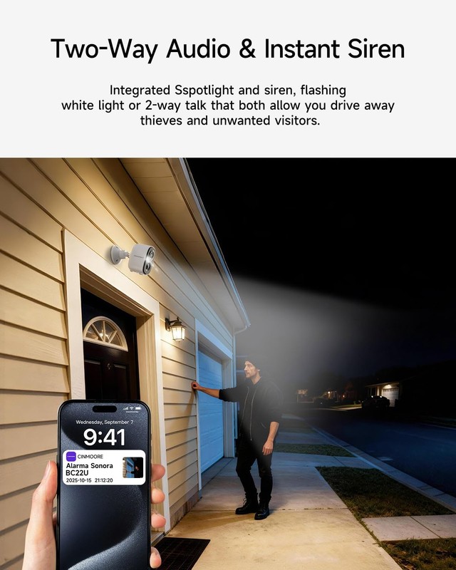 4 Pack 2.5K Security Camera Wireless Outdoor, 2.4G WiFi Battery Powered Outdo... gallery