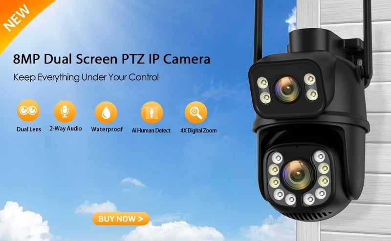 8MP 4K Wifi Camera Dual Lens Security Protection Waterproof Security CCTV gallery