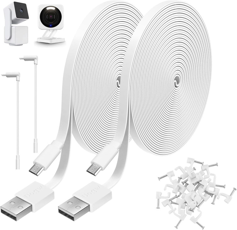 2 Pack 25Ft Power Extension Cable Compatible with Wyze Cam V4,Wyze Cam Pan V3,Wy gallery