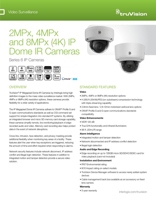 TruVision by Interlogix TVD-5605 4 Megapixel H.265/H.264, IP VF Dome Camera gallery