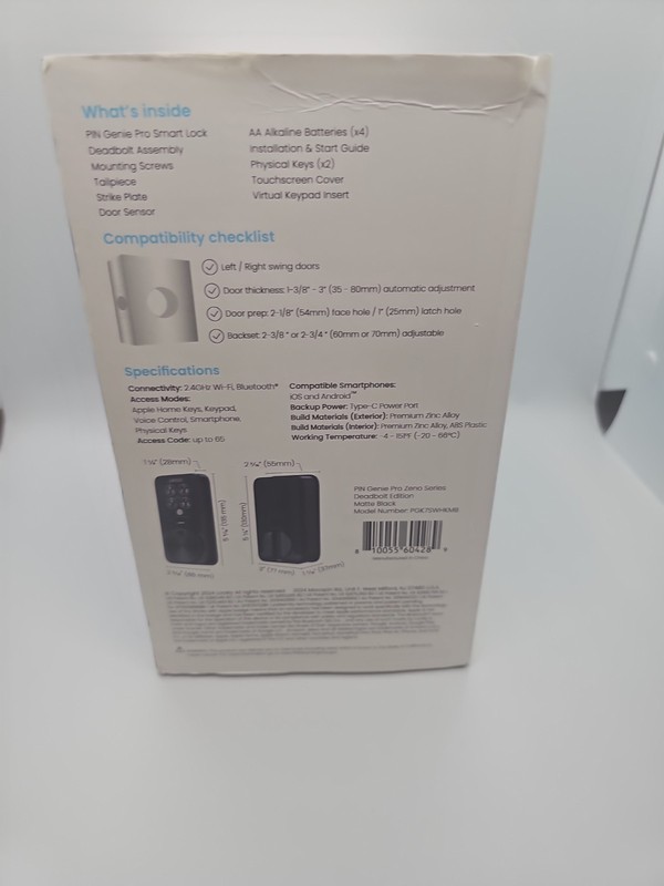 Lockly PIN Genie Pro Zeno Smart Deadbolt Wi-Fi, Apple Home Key – Black gallery