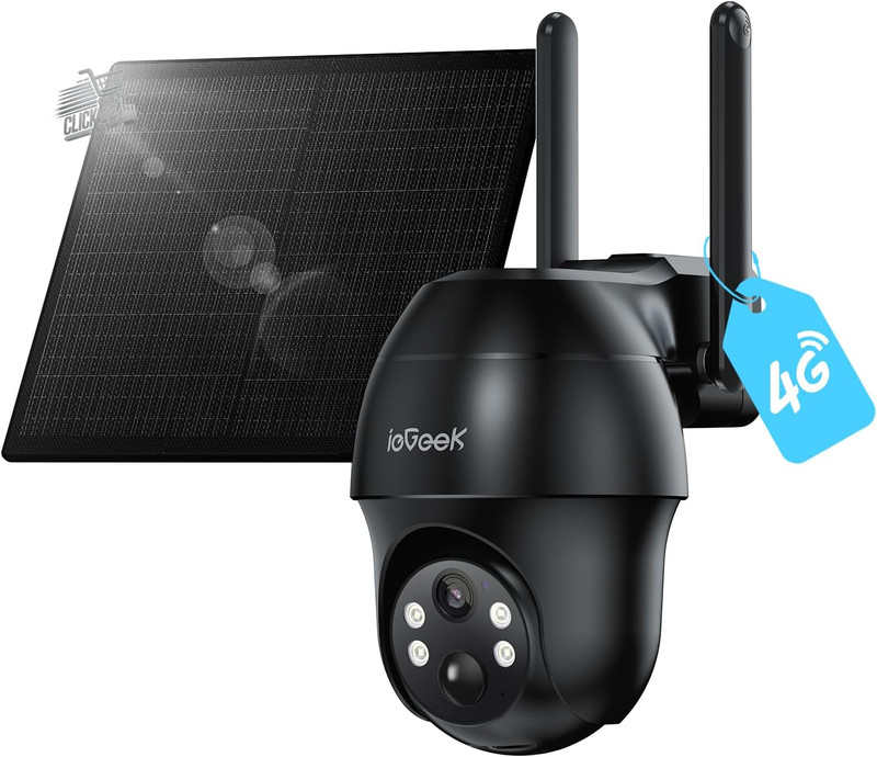 Wireless Outdoor 4G Solar Camera: 2K SIM Battery 10000mAh PTZ 360° PIR I