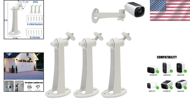 3Pack Extremely Long 6 in Camera Mount for Eufycam 2C/2C Pro, 3C/S300, for Ring gallery