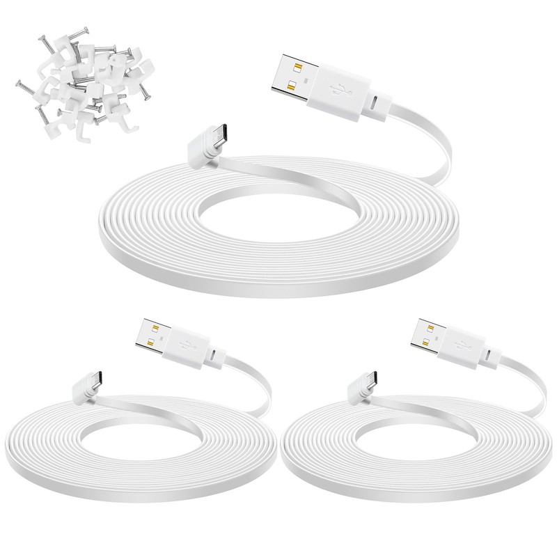 YEAOI 3-Pack 10 ft Cable for WYZE Cam Pan V3 Camera, Outdoor 10 ft, White