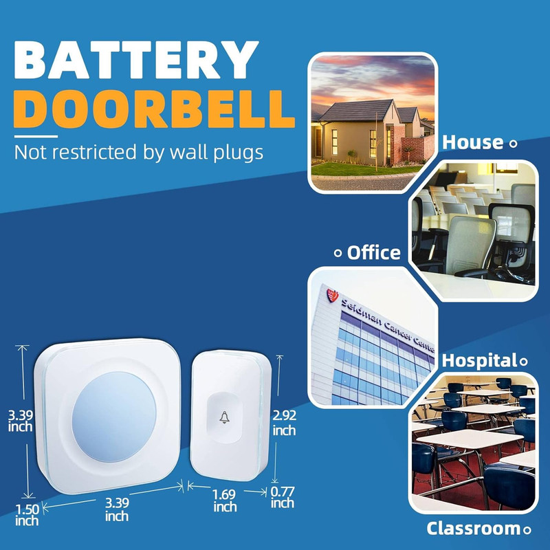 Wireless Doorbell 1200 Feet Battery Operated Wireless Doorbells for Home Hearing gallery