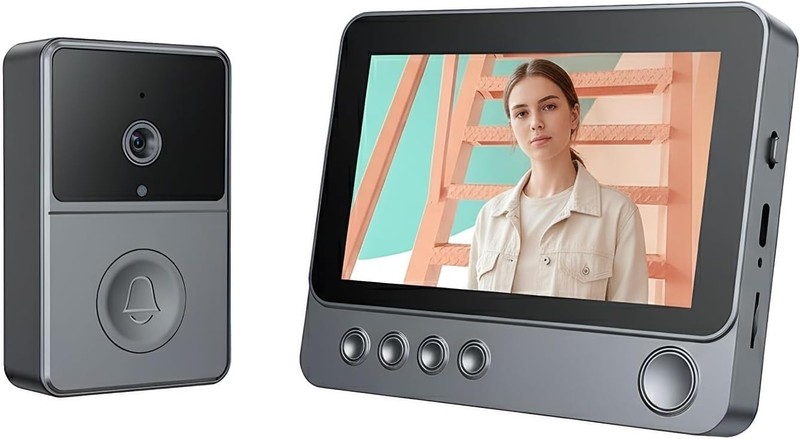 Wireless Ring Battery doorbell with 4.3 inches Screen Easy Installation, no Wifi