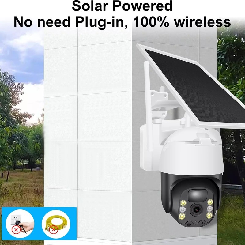 Solar Battery Powered Wireless WiFi Outdoor Pan/Tilt Home Security Camera System gallery