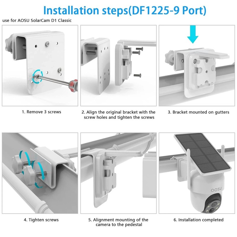 Gutter Mount for AOSU Solar Security Cameras Outdoor Wireless(SolarCam D1 Classi gallery