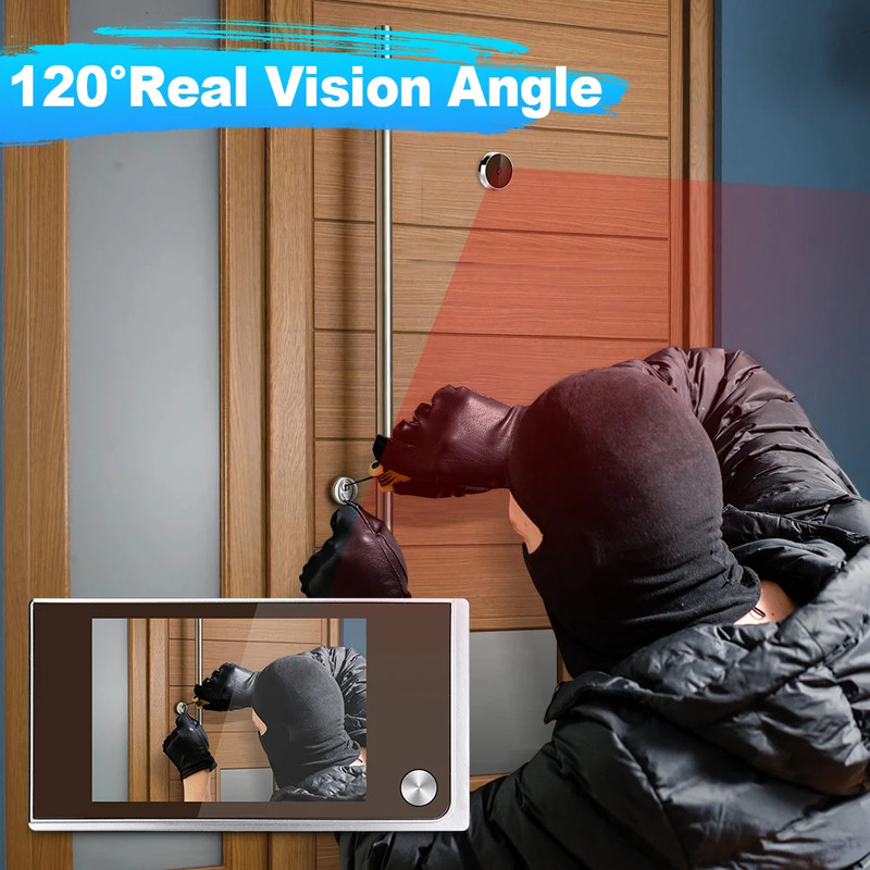 Awapow 3.5 Inch Doorbell Peephole Viewer Digital Door Camera 120° LCD 2 Million gallery