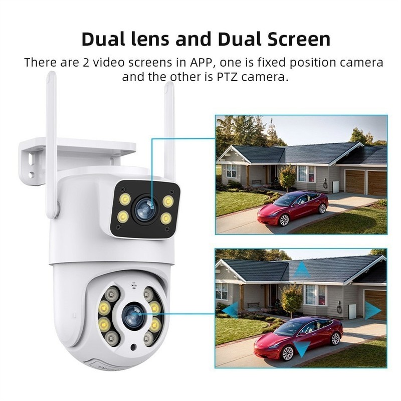 Wireless IP WIFI Camera Outdoor CCTV PTZ Smart Home Security IR Cam Dual lens 2K gallery