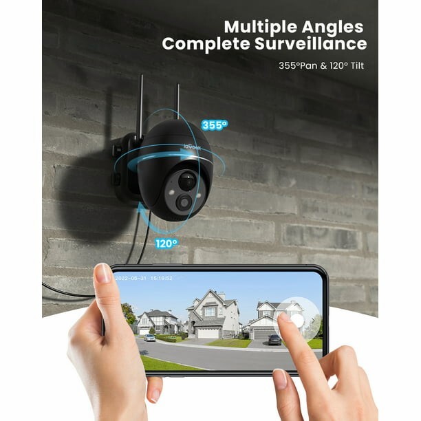 ieGeek 2K Wireless Outdoor 360° PTZ Security Camera Home Battery WiFi CCTV Cam gallery