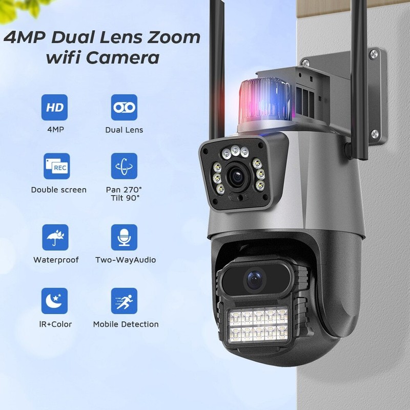 Dual Lens HD 1080P WiFi IP Camera Wireless Outdoor CCTV PTZ Home Security IR Cam gallery