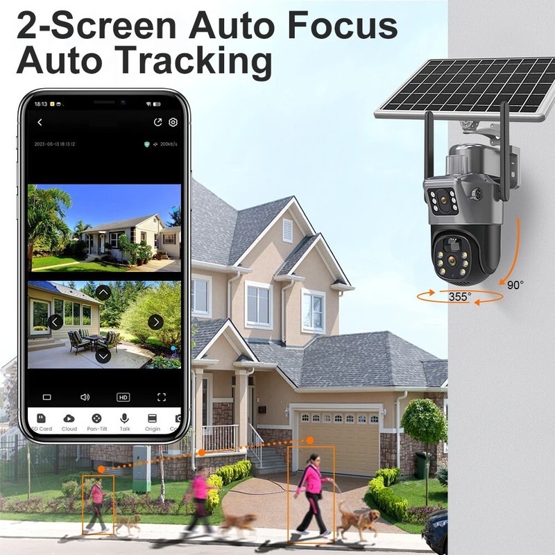 2pcs WiFi 4MP Wireless Solar Power PTZ IP Camera Security 8X Zoom Two-Way Audio gallery