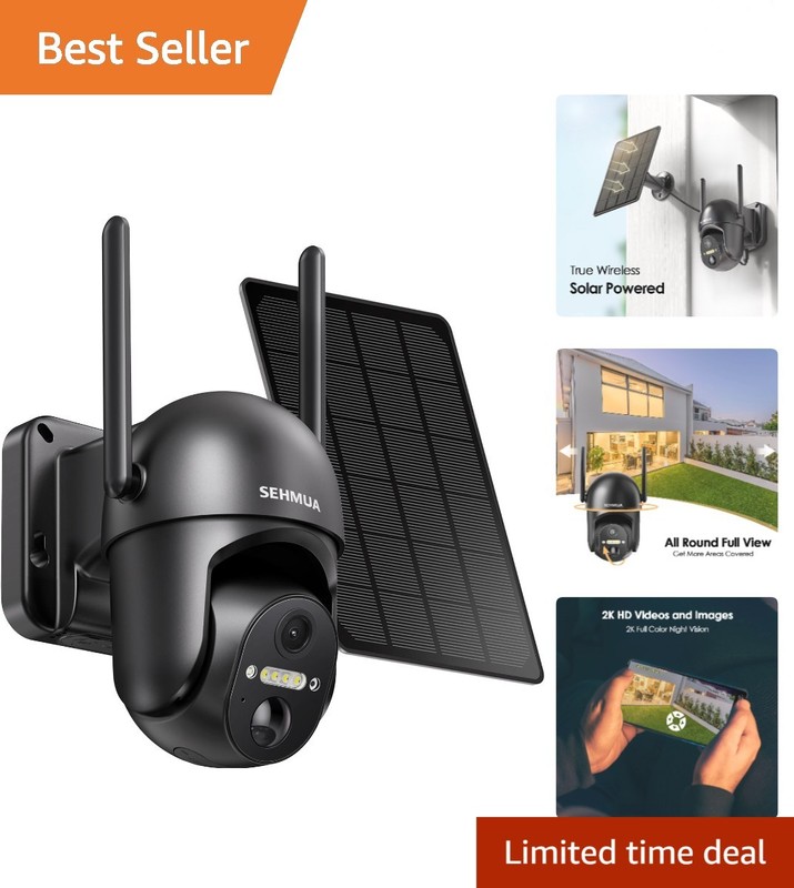 2K Solar Security Camera – 360° Wireless Outdoor Surveillance with Night Vision