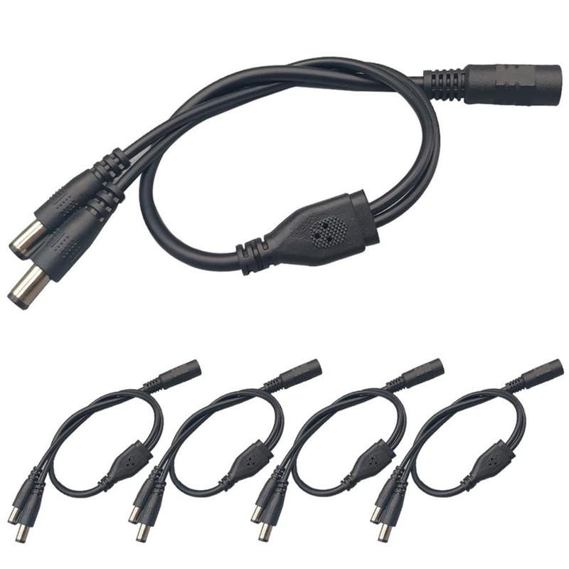 FULARR 5Pcs Premium DC Power Splitter Cable (1 Female to 2 Male), Black