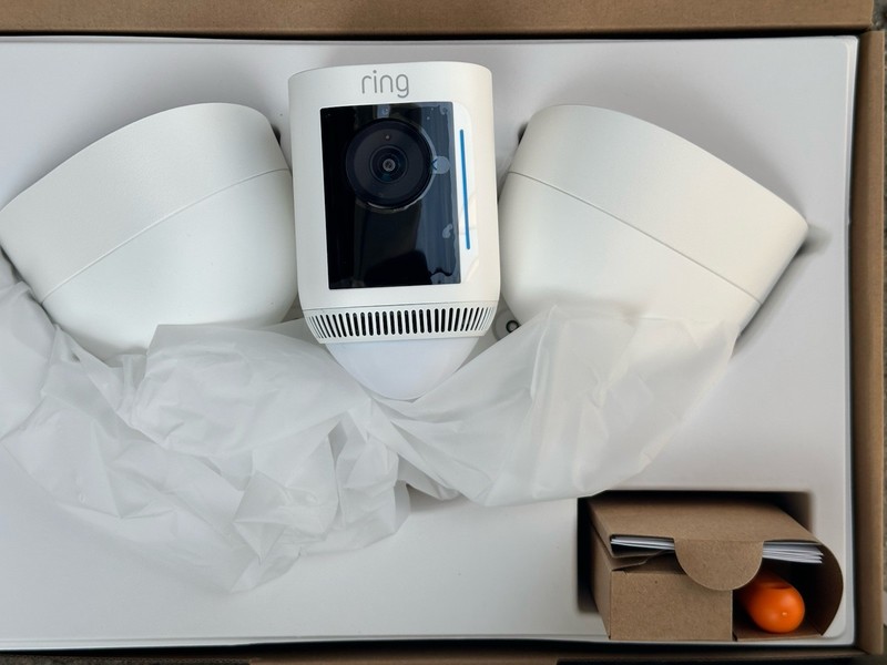 Ring Floodlight Cam Wired Plus 1080P Security Camera White, New in Open Box
