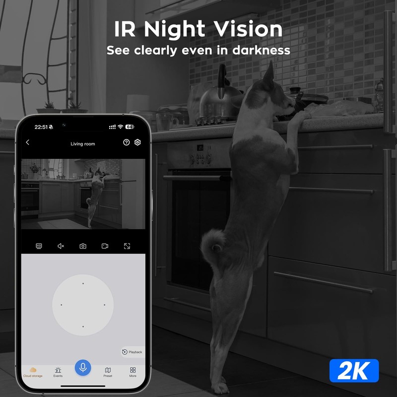 AI Tracking 2K HD Metal Dome PTZ Security Camera, WiFi 6 Dual Band Wireless, ... gallery