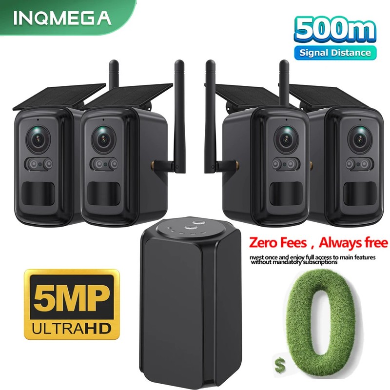 INQMEGA 5MP Wifi Solar Camera Kit Outdoor Wireless Security Surveillance Camera