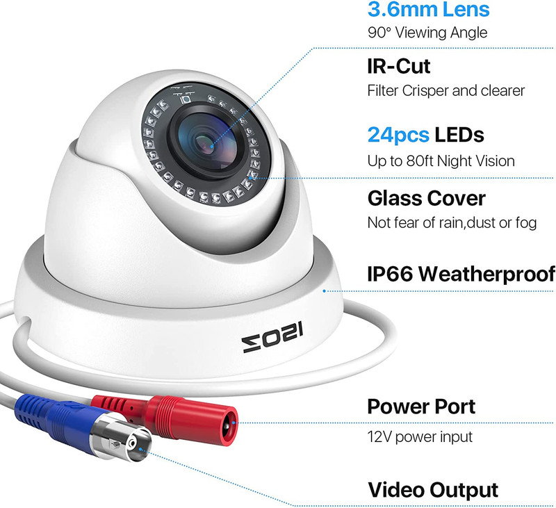 ZOSI 2 Pack 1080p Security Dome Camera 80ft Night Vision IP66 24/7 Recording gallery