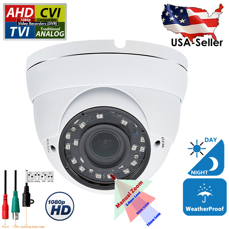 1080P 4in1 TVI CVI AHD Analog CCTV Day Night Dome Security Camera + Power supply gallery