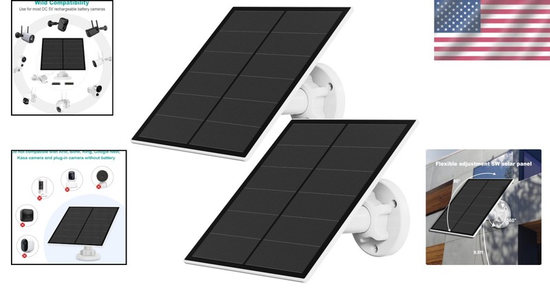 5W USB Solar Panels with 9.8ft Cable - Perfect for Rechargeable Security Systems gallery