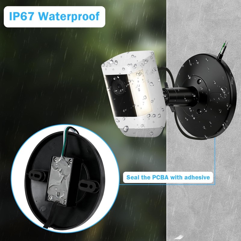 Hardwired Power Kit for Outdoor/Indoor Security Cameras, IP67 Waterproof, Black gallery