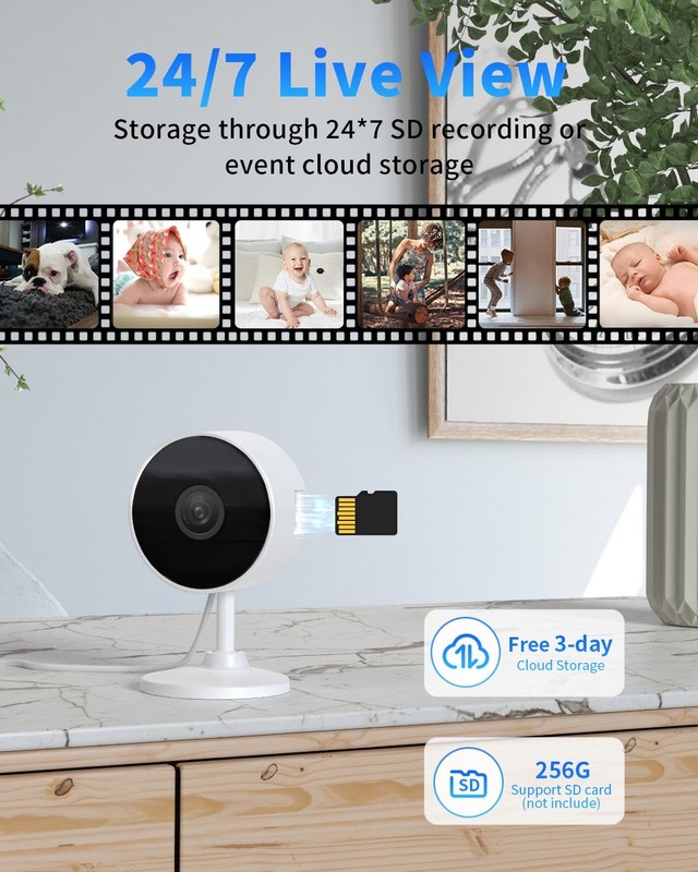 2K Indoor Security Cameras 5G 2.4G AI Voice Change 2-Way Talk 24/7 SD gallery