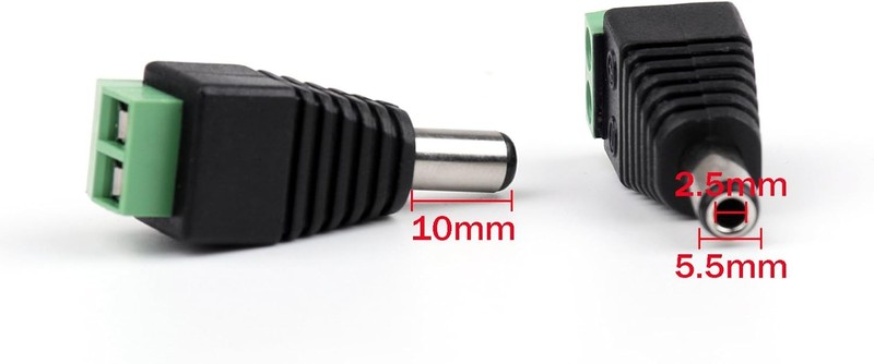 Areyourshop 10 Pcs 5.5mm x 2.5mm CCTV Camera DC Power Male Jack Black gallery