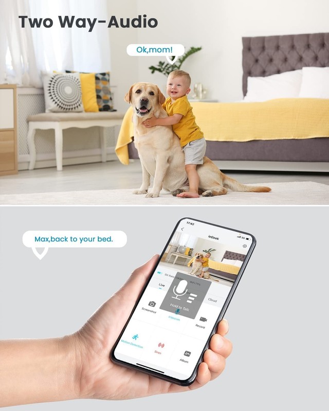ieGeek Wireless Indoor Security Camera 1080P Home WiFi CCTV ,Siren and APP Alert gallery