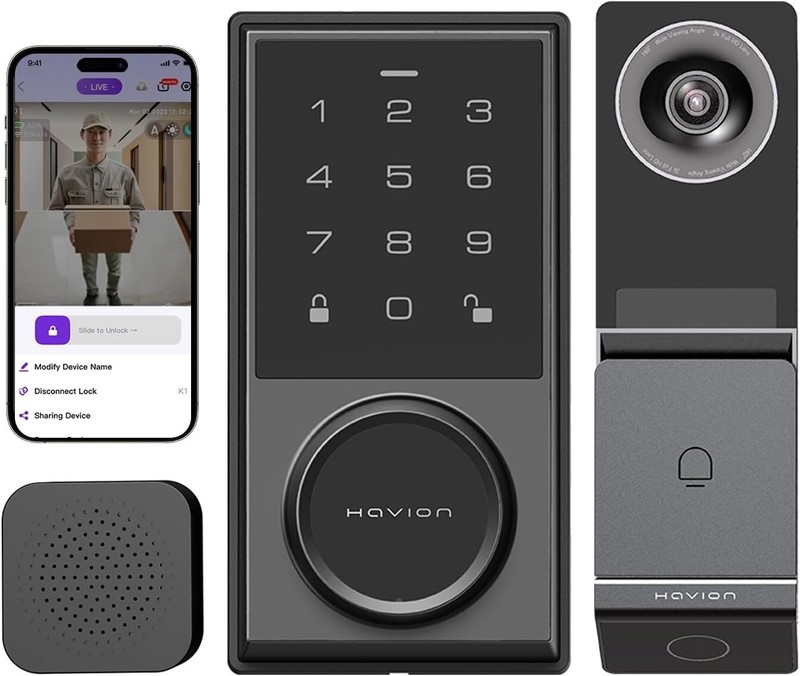 Wireless Video Doorbell + Smart Lock Set 3K Dual Cam, OLED, 32GB, App – NIB