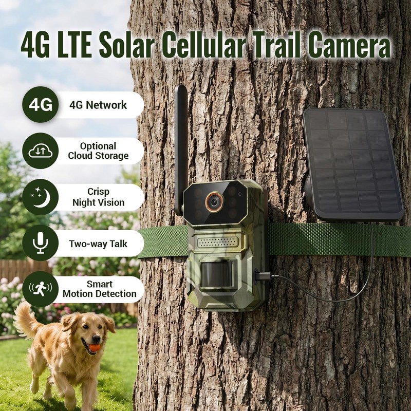 4G LTE Cellular Video Doorbell W/ Solar Panel Pet Camera AI Motion Detection gallery