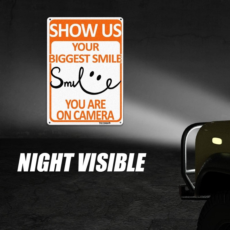 4-Pack Smile You're on Camera Sign Video Surveillance Portrait 10 x 7 Inches gallery